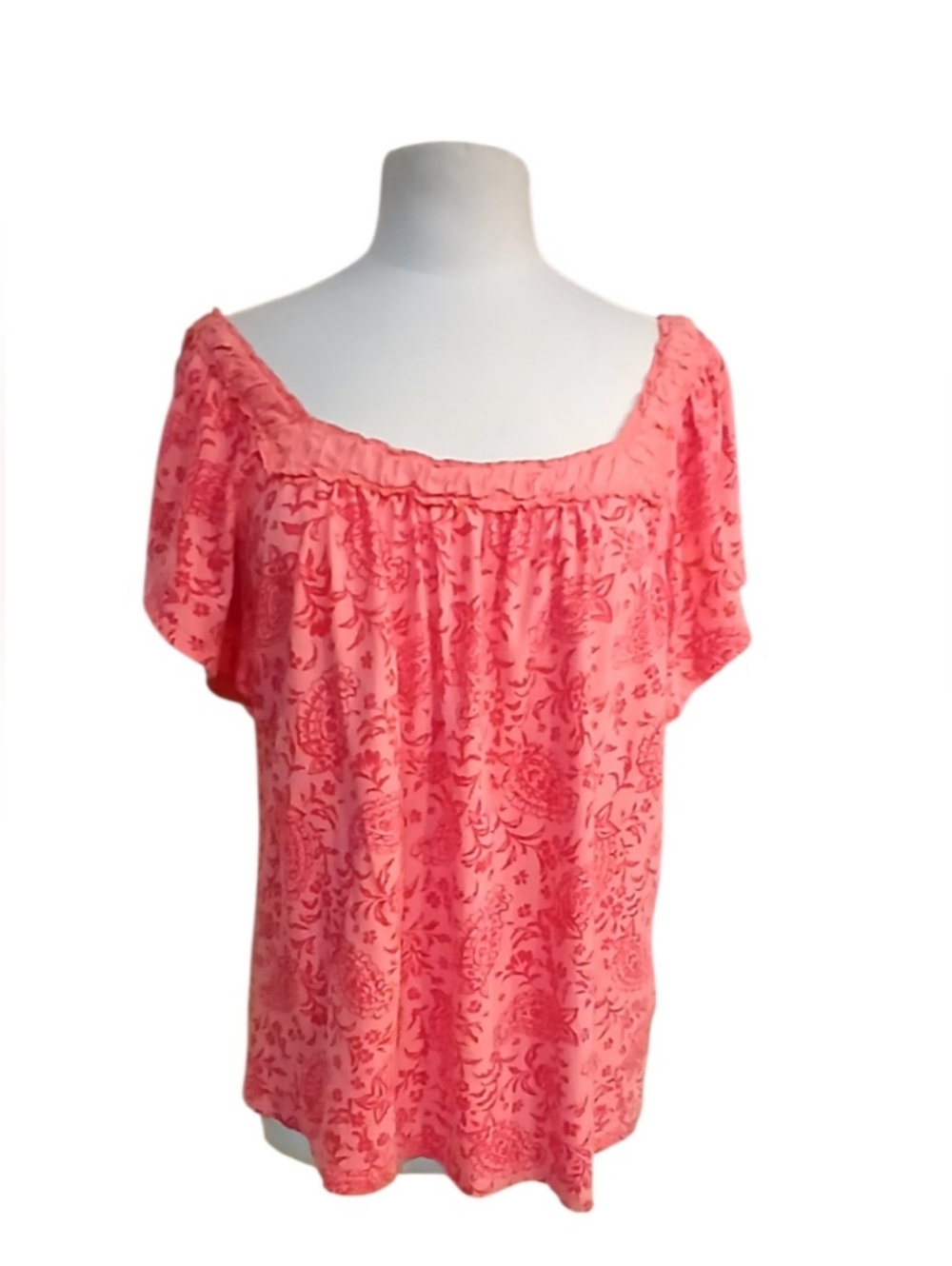 ♦️Women’s Coral Printed Short Sleeve Blouse